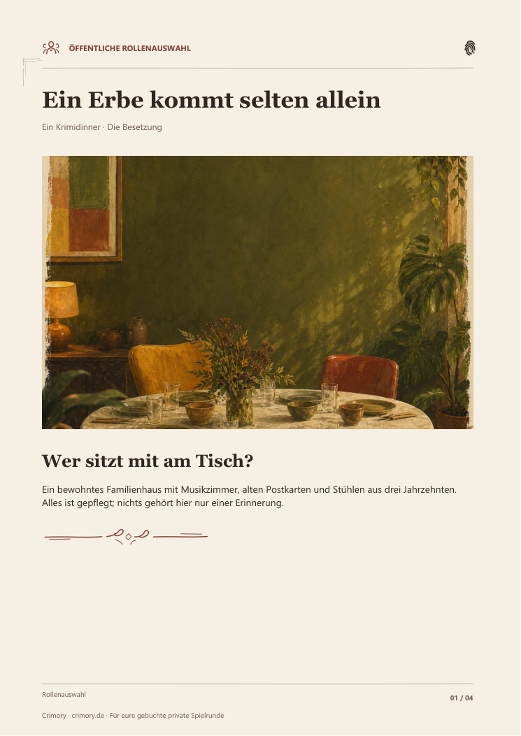Öffentliche Rollenübersicht aus diesem Spielpaket