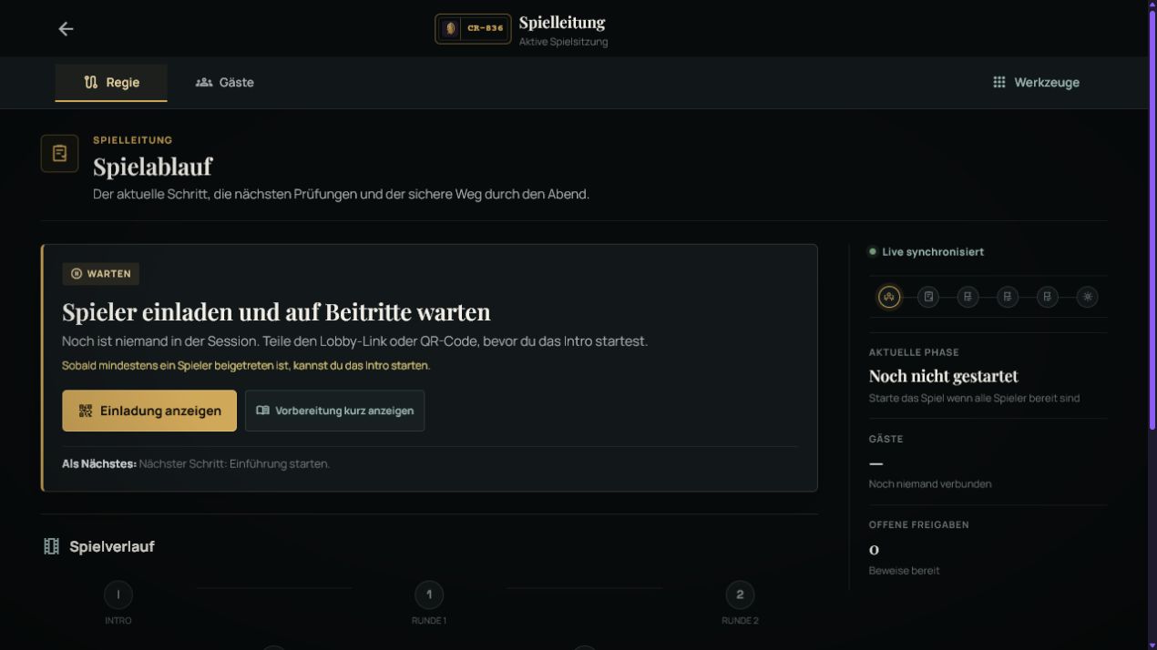 Crimory Host-Regie mit klarer Rundenführung