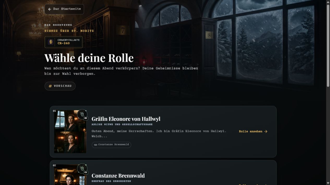 Spoilerfreie Rollenauswahl eines Crimory-Falls